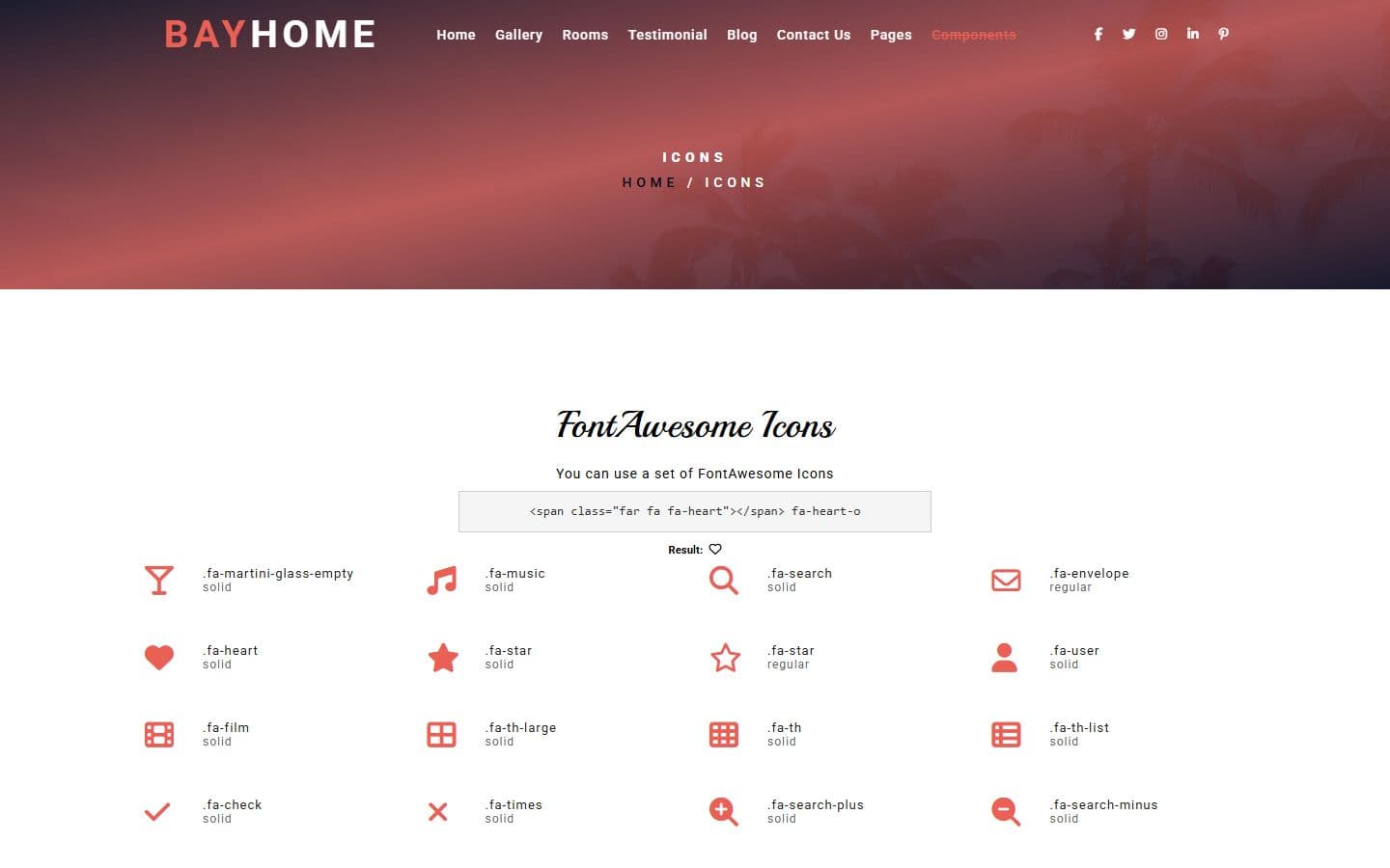 BayHome Icons page