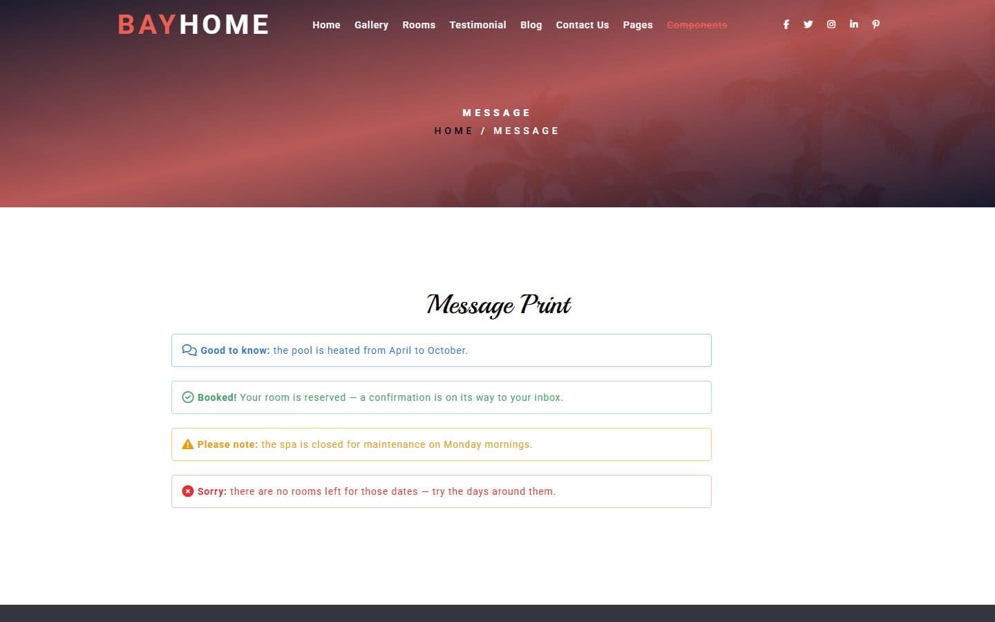 BayHome Message page