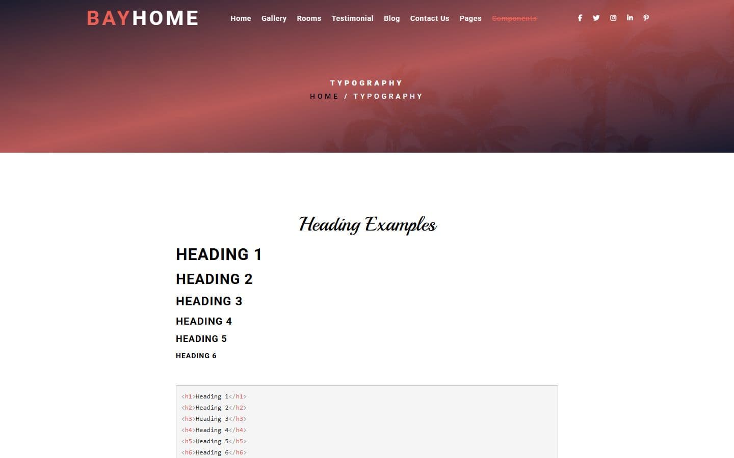 BayHome Typography page