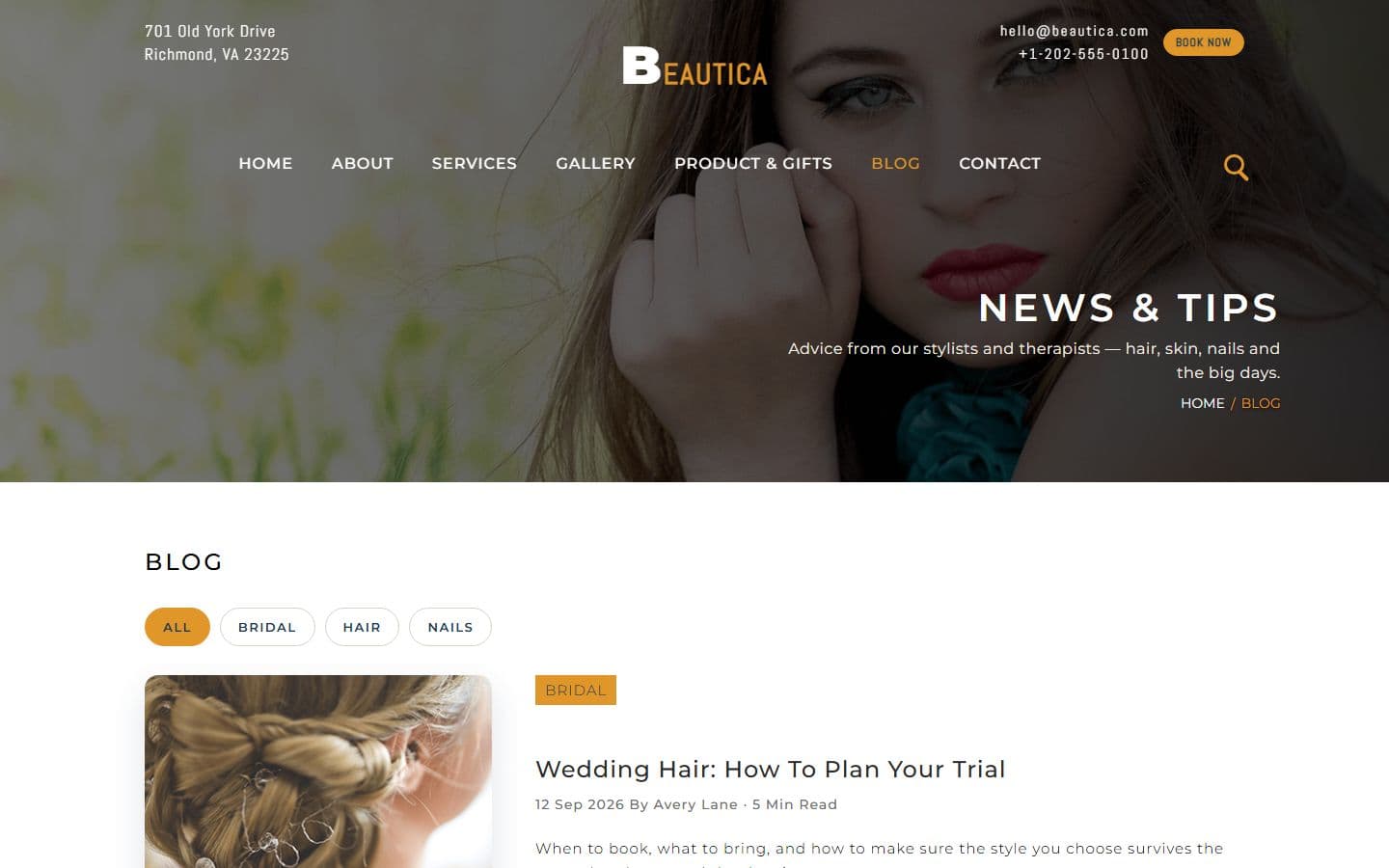 Beautica Blog page