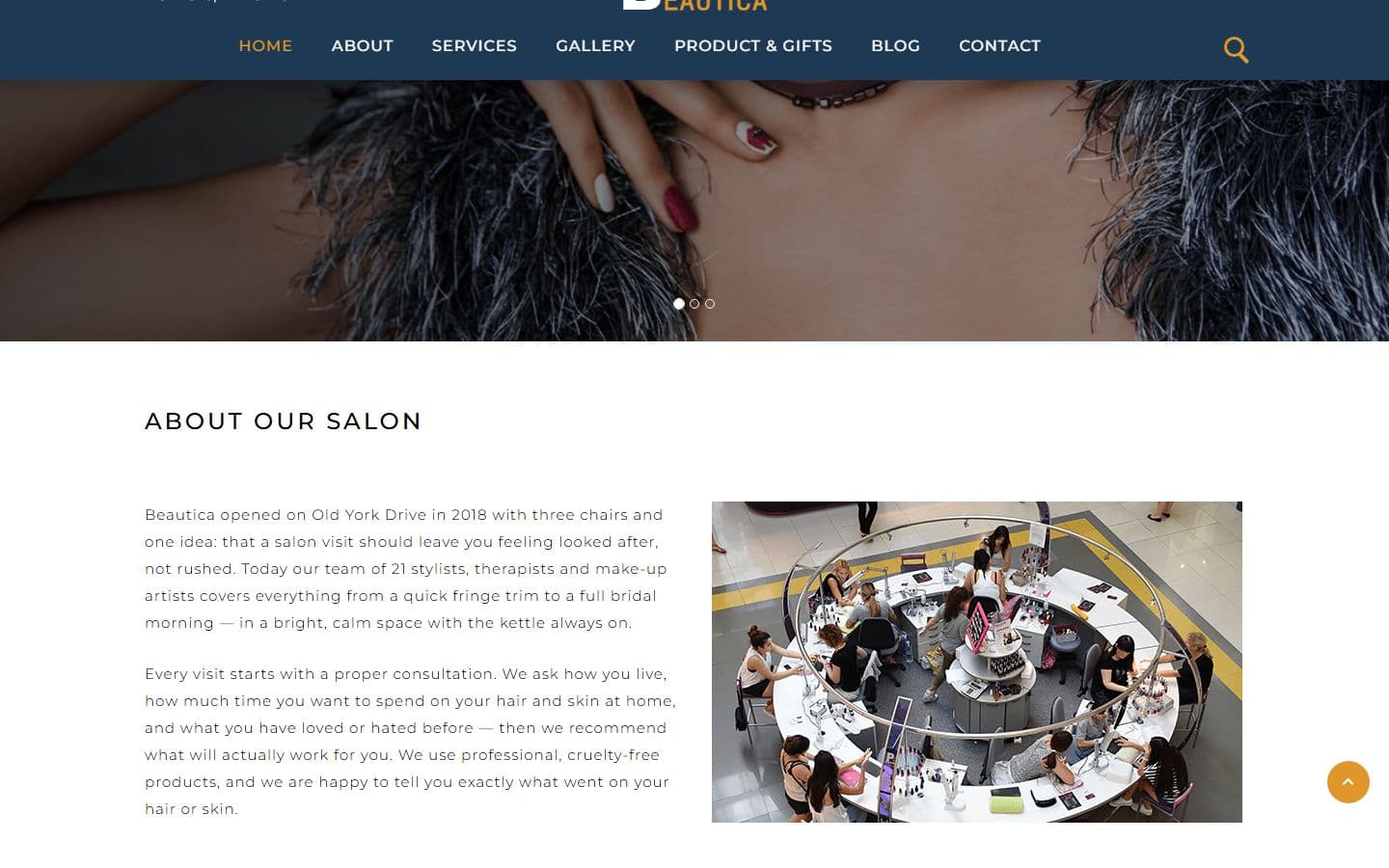 Beautica Home page