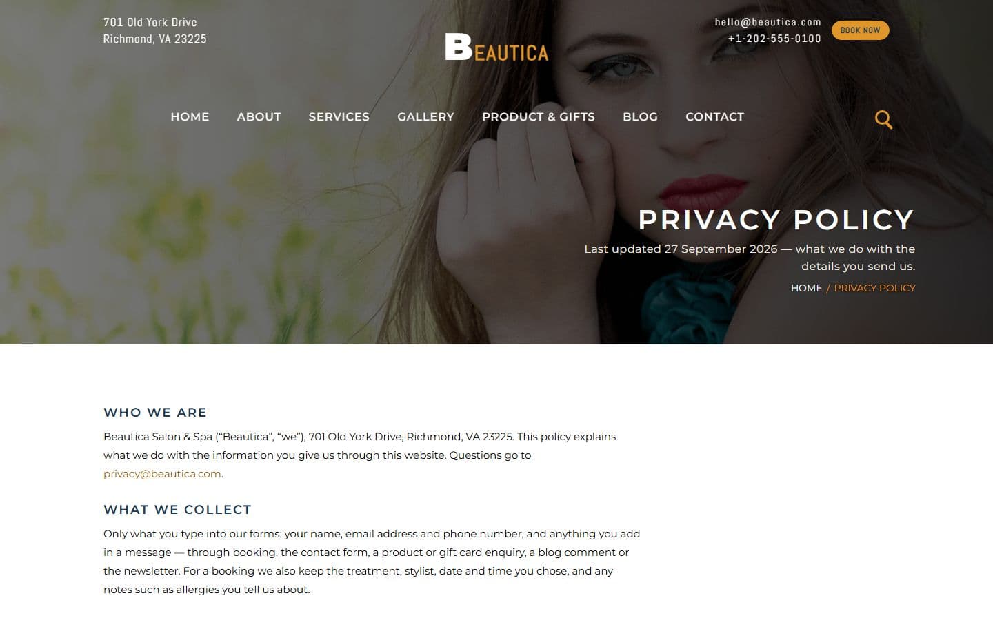 Beautica Privacy page
