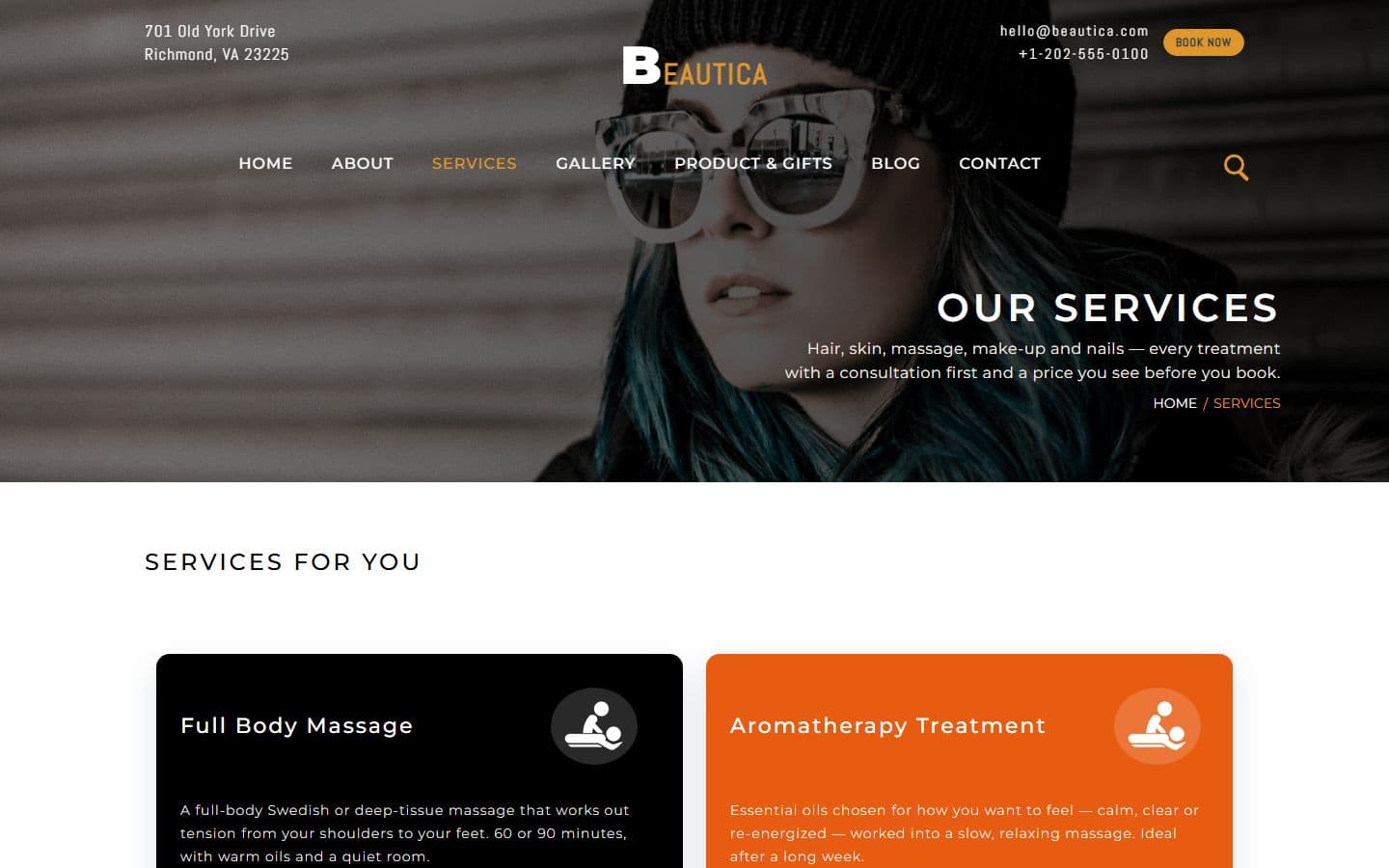 Beautica Services page