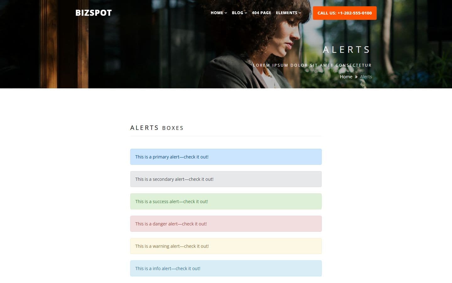 BizSpot Alerts page