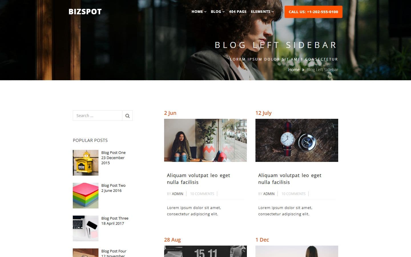 BizSpot Blog left sidebar page