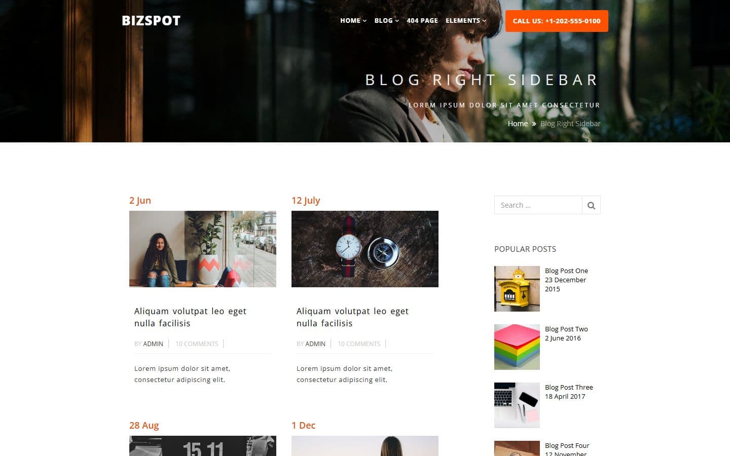 BizSpot Blog right sidebar page