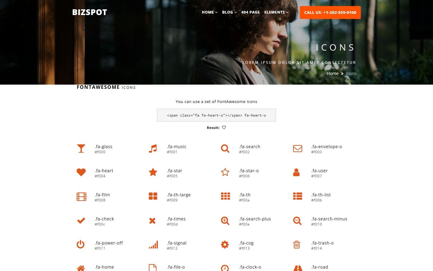 BizSpot Icons page