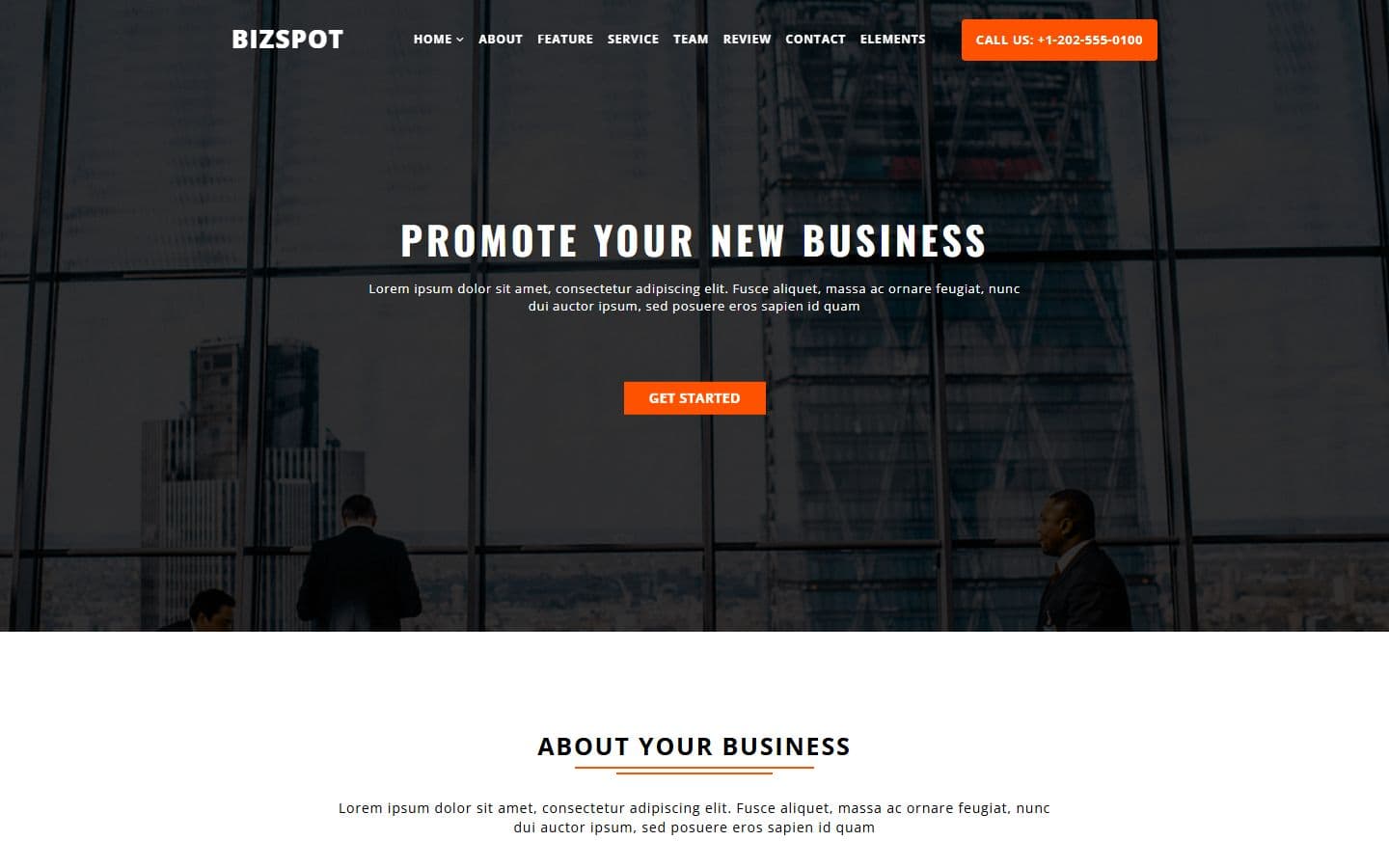 BizSpot- One Page Responsive HTML5 Website Template home page