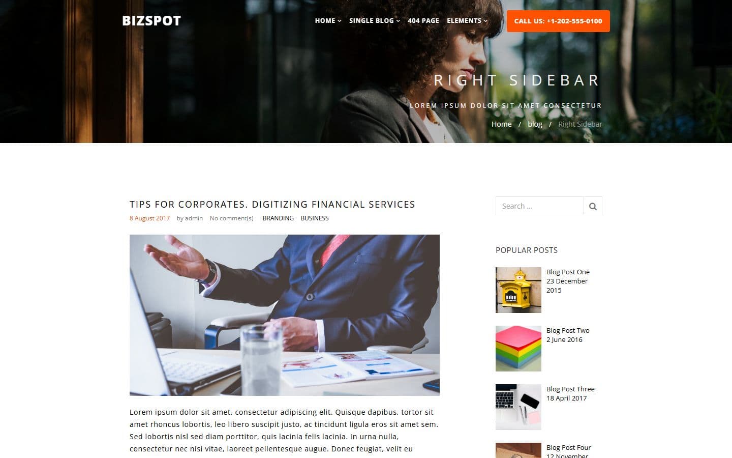 BizSpot Right sidebar page