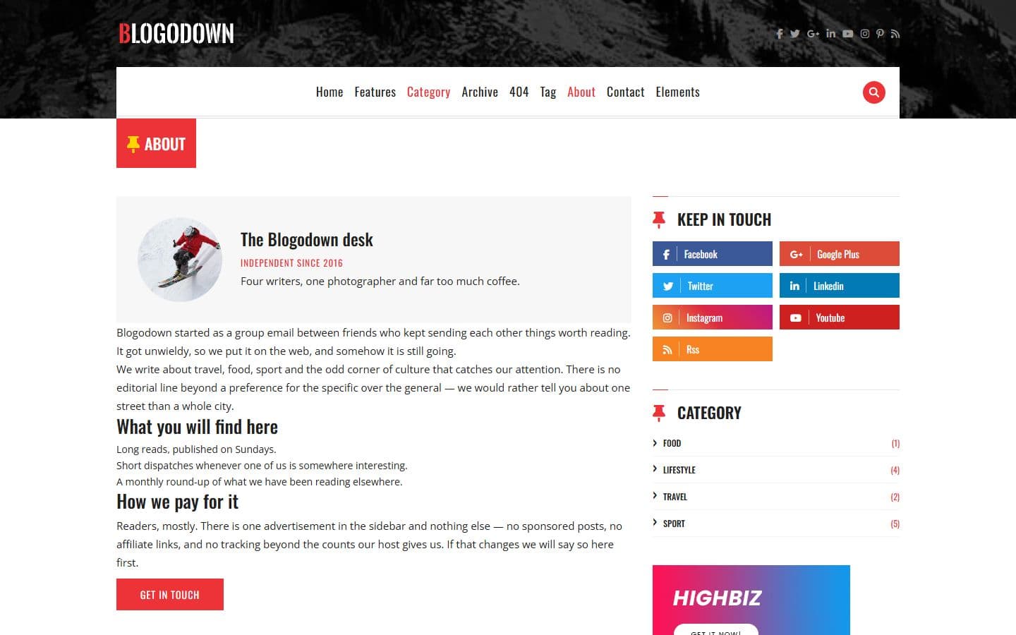 Blogodown About page