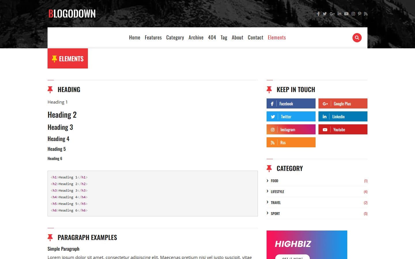 Blogodown Elements page