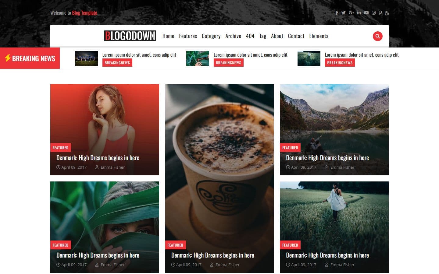 Blogodown Header style one page
