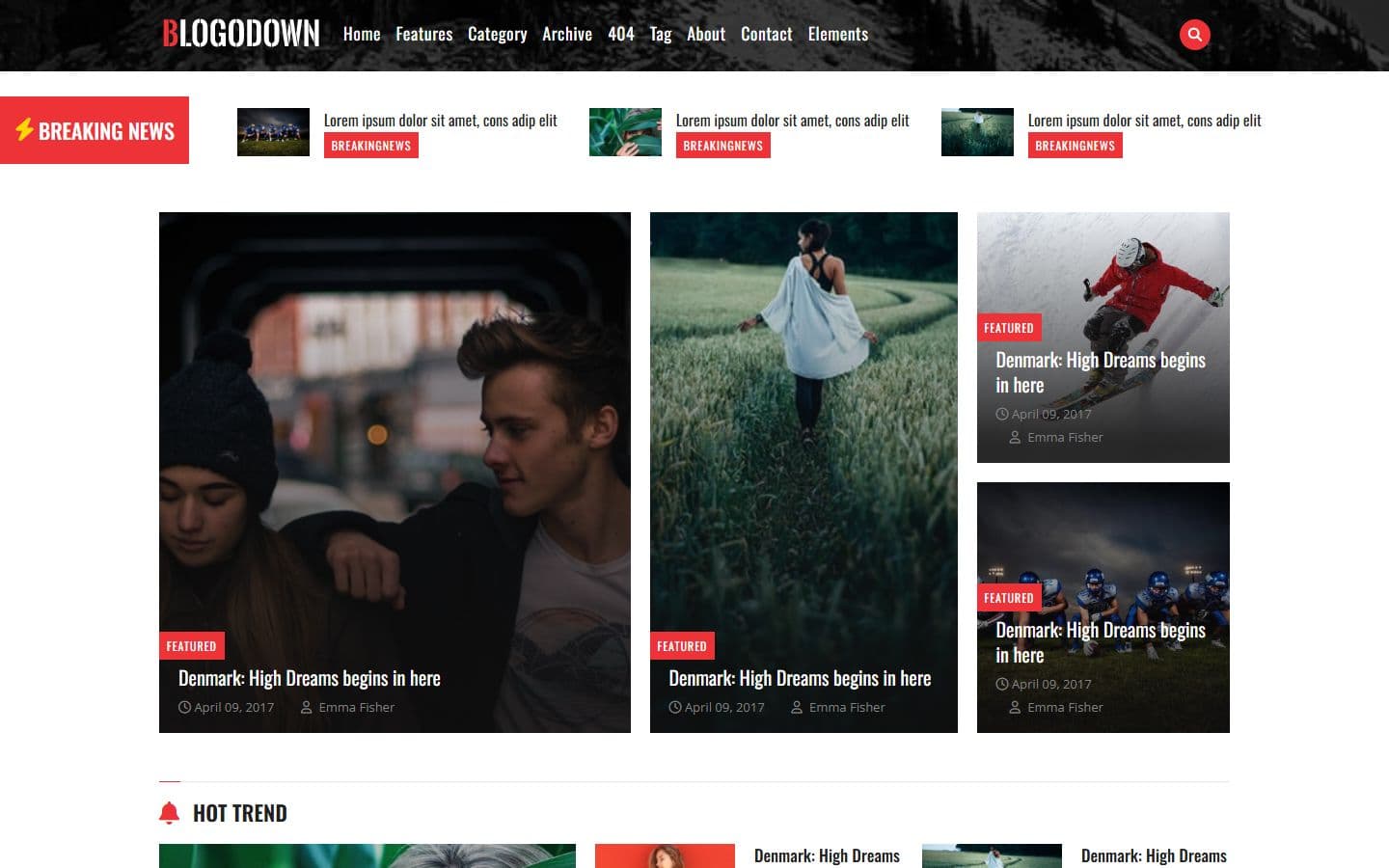 Blogodown Header style three page