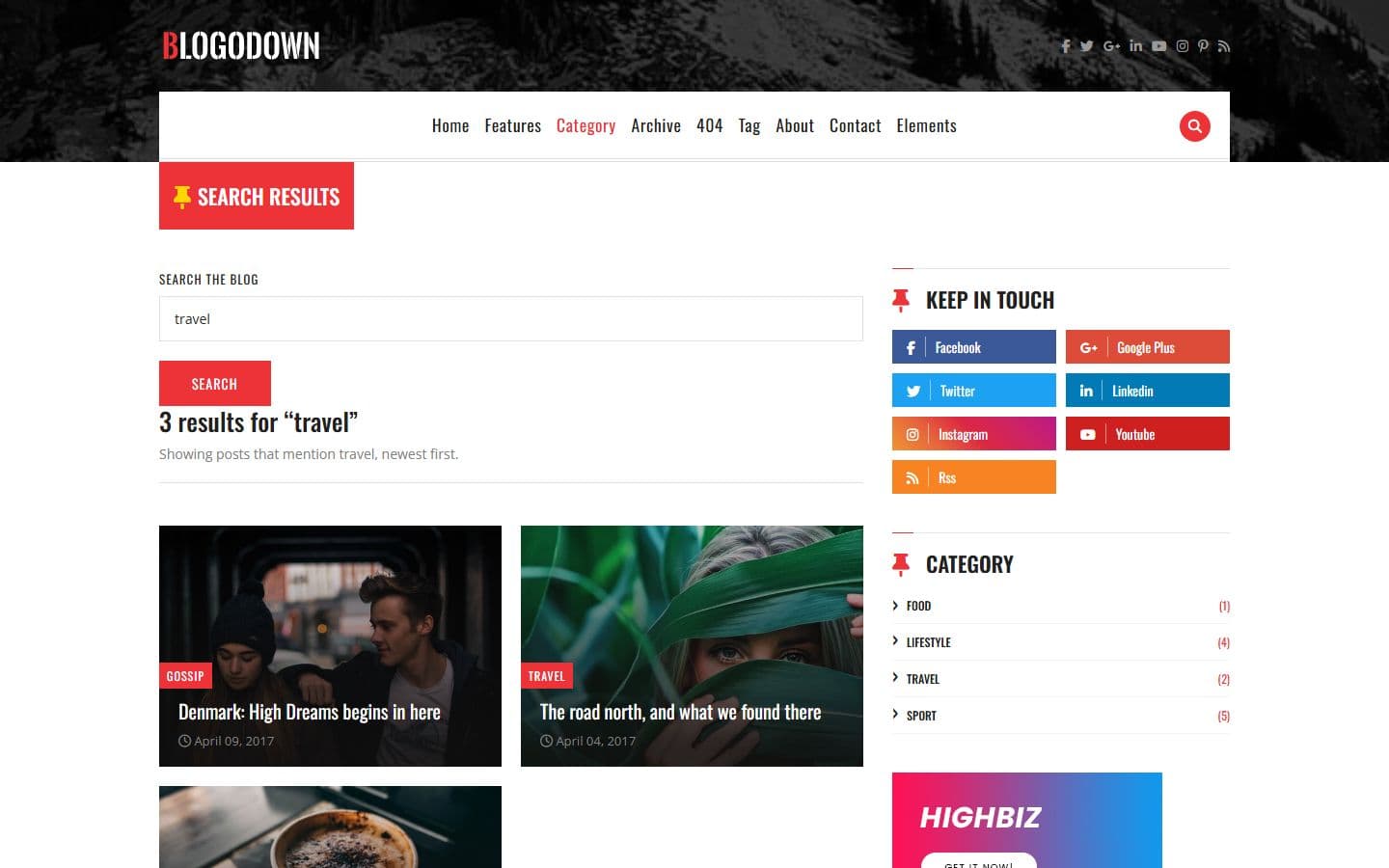 Blogodown Search results page