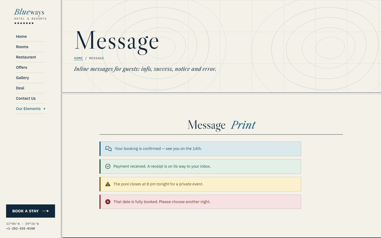 Blueways Message page