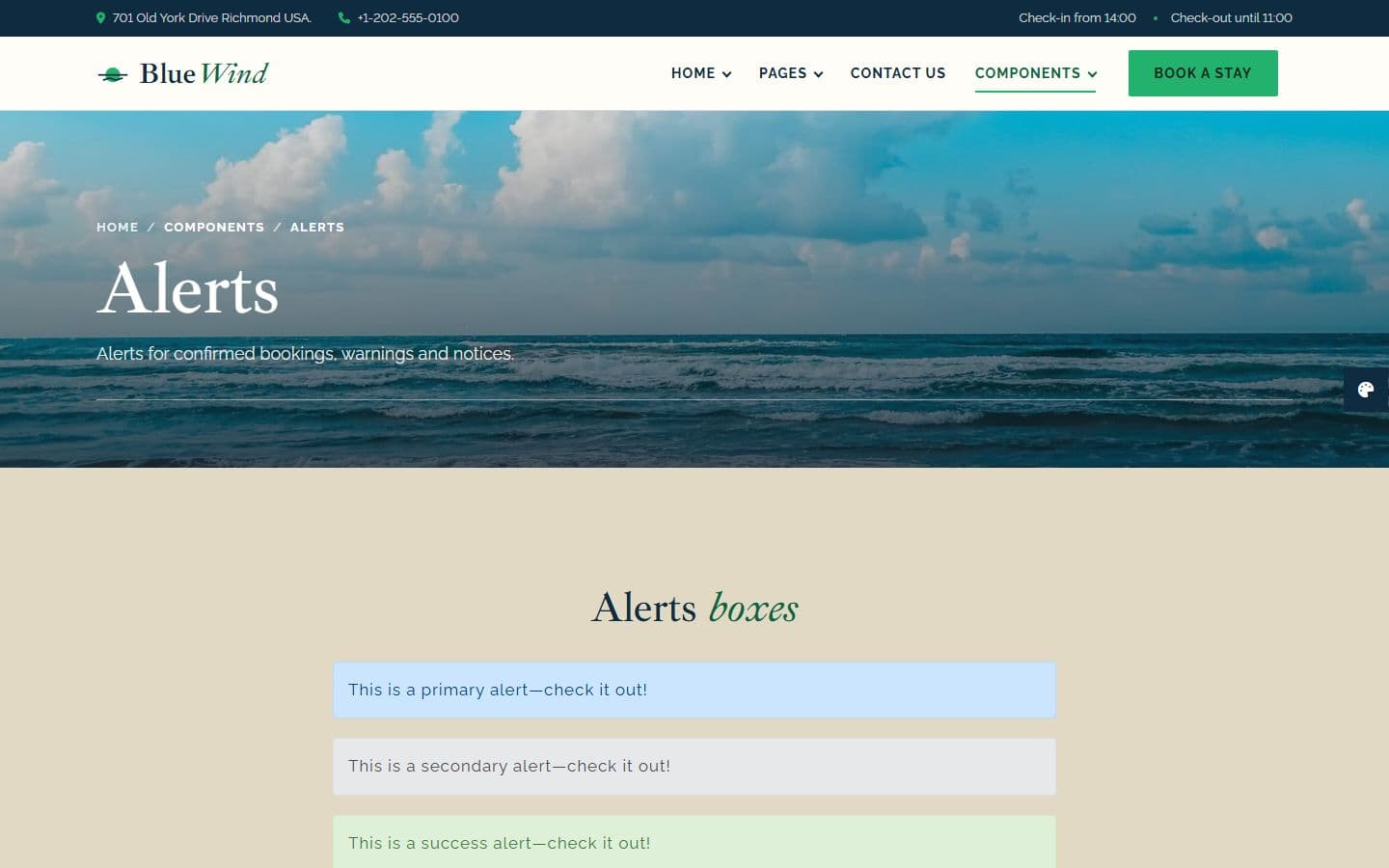 BlueWind Alerts page