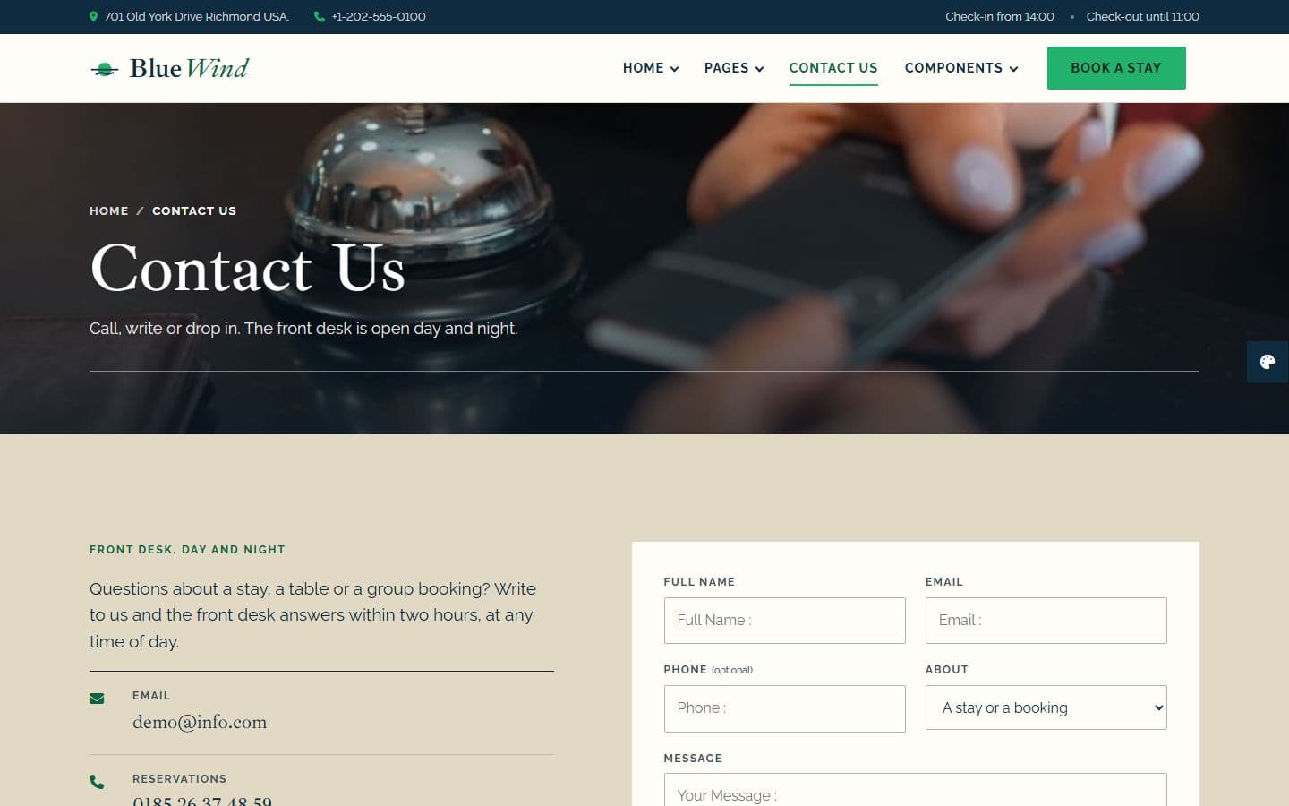 BlueWind Contactus page