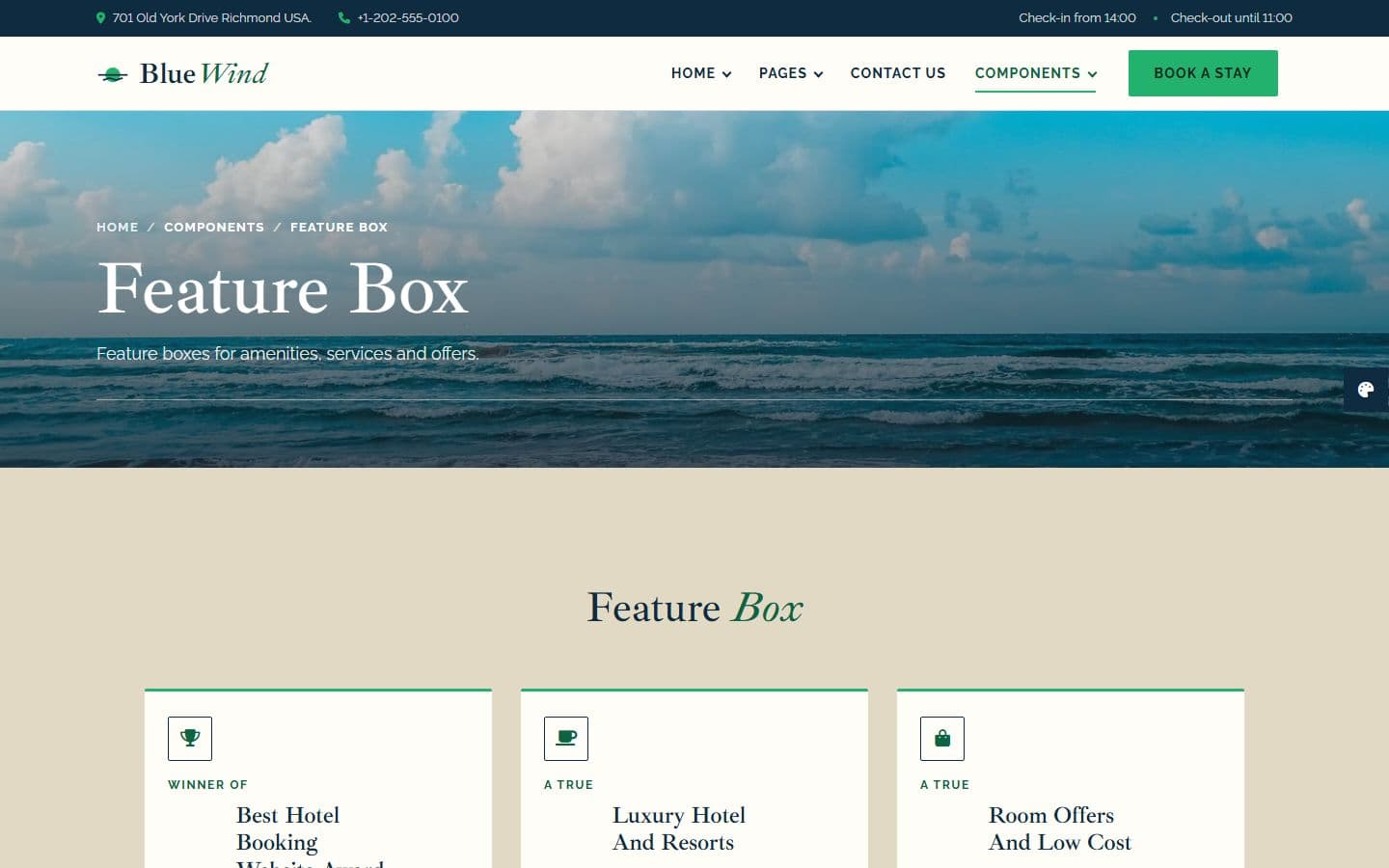 BlueWind Feature box page