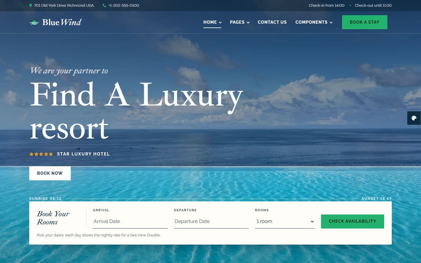 BlueWind – Travel Agency Website Design Template home page