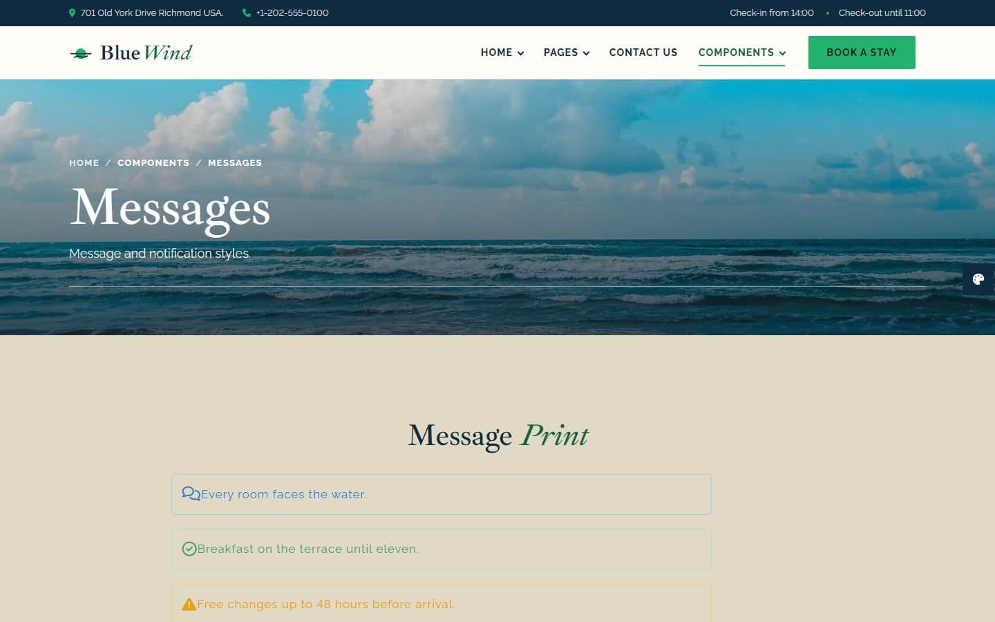 BlueWind Message page