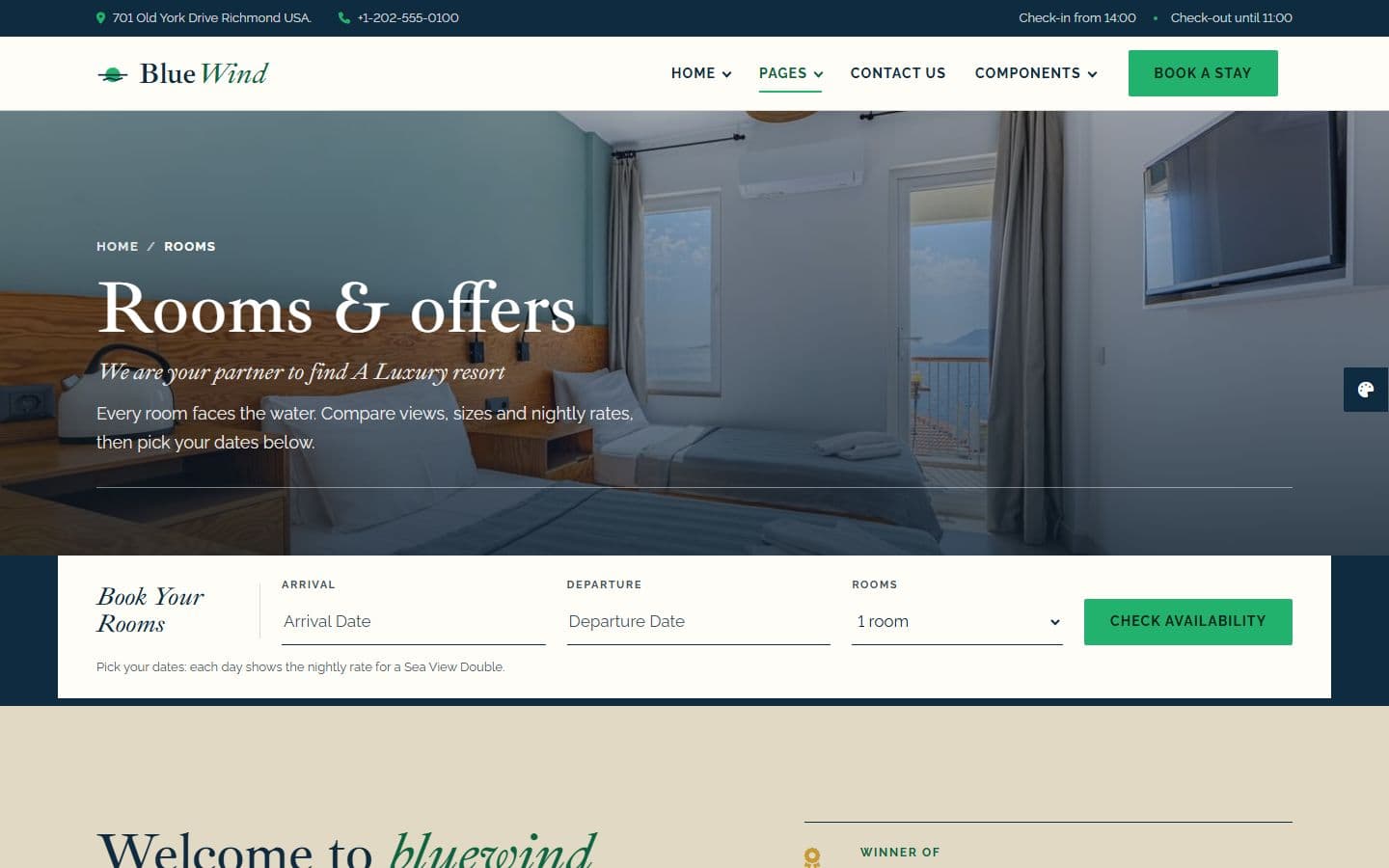 BlueWind Rooms page