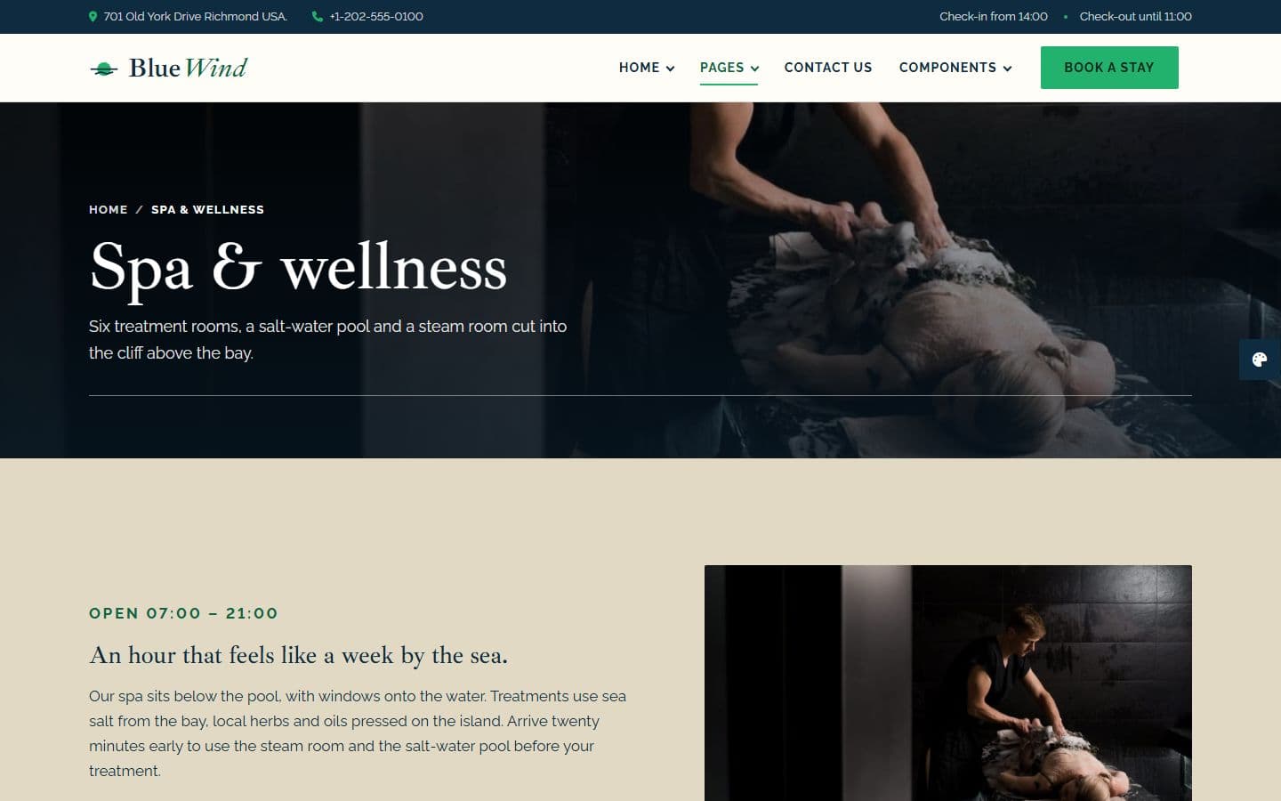 BlueWind Spa page