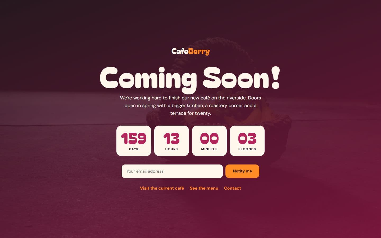CafeBerry Commingsoon page
