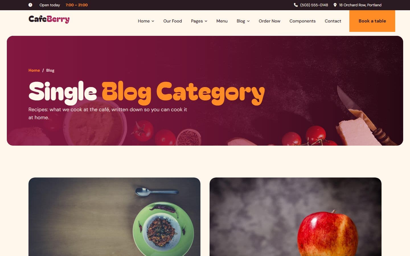 CafeBerry Singleblogcategory page