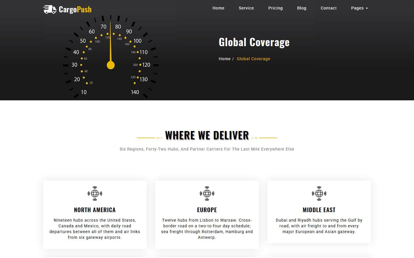 CargoPush Global coverage page