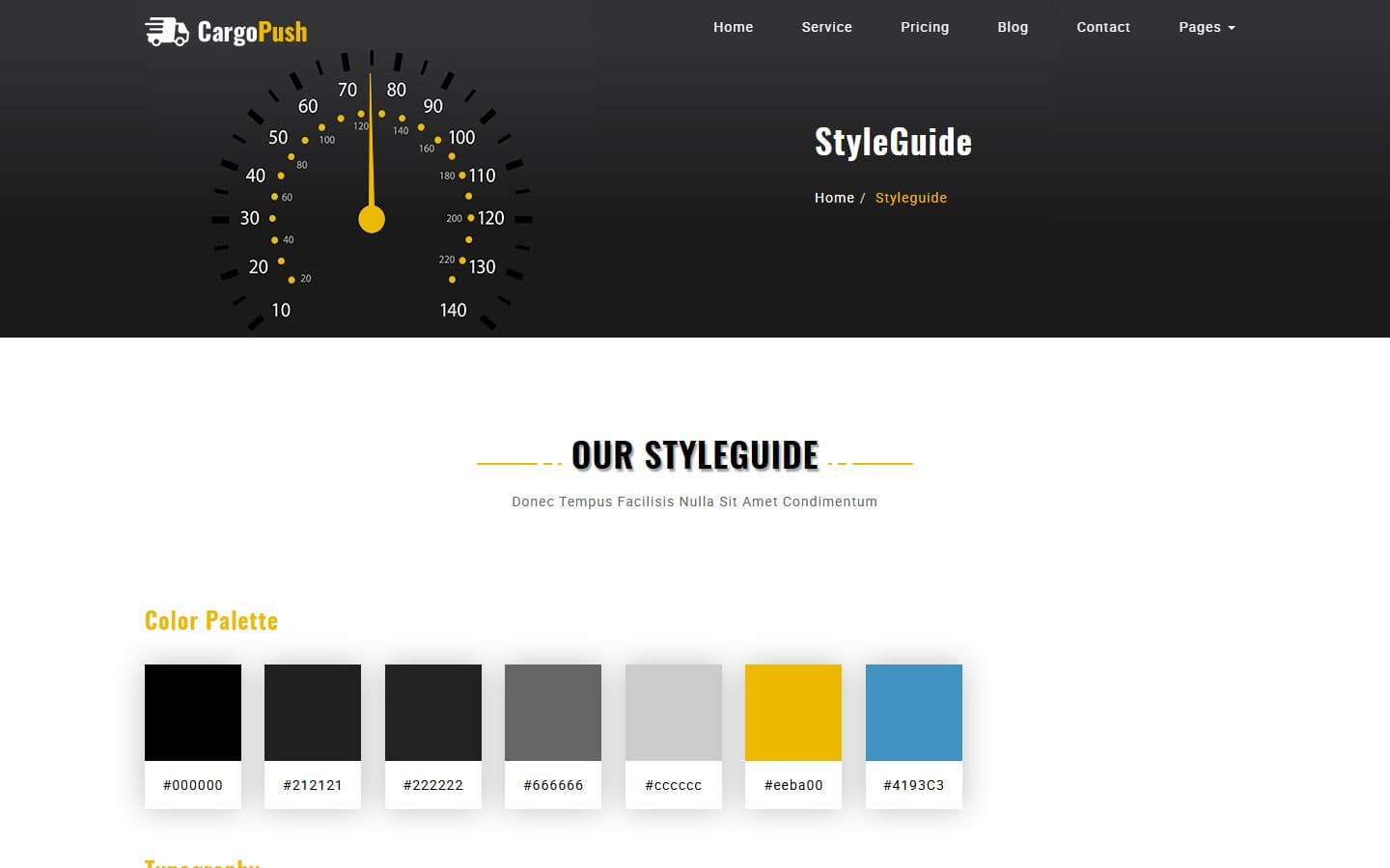 CargoPush Styleguide page