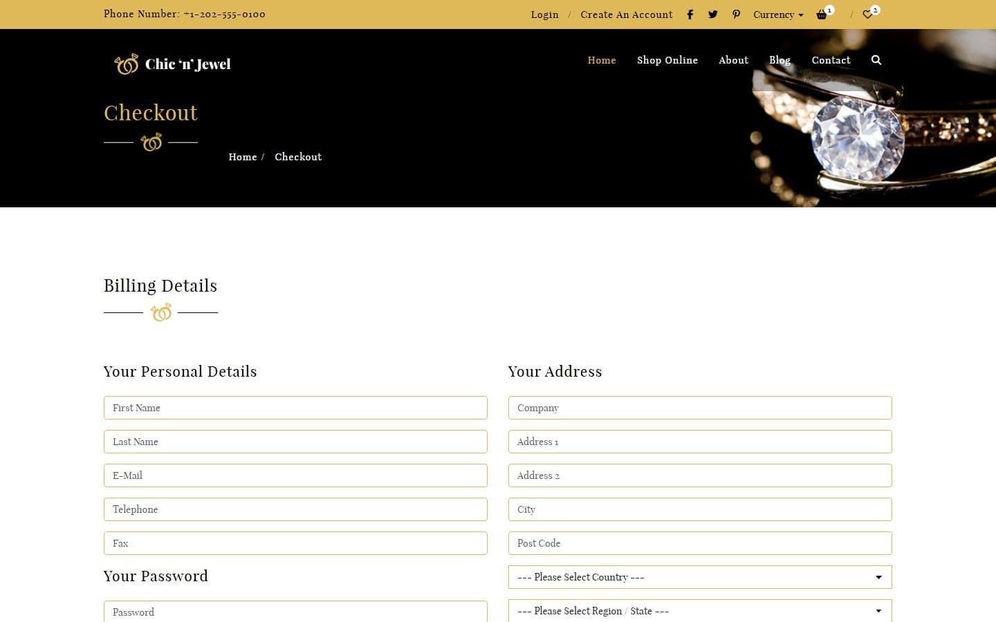 Chic-n-Jewel Checkout page