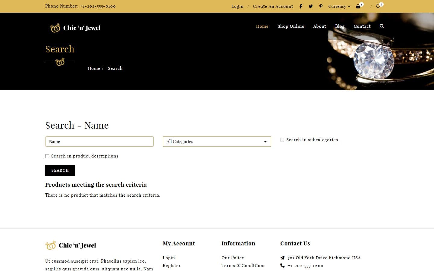 Chic-n-Jewel Search page