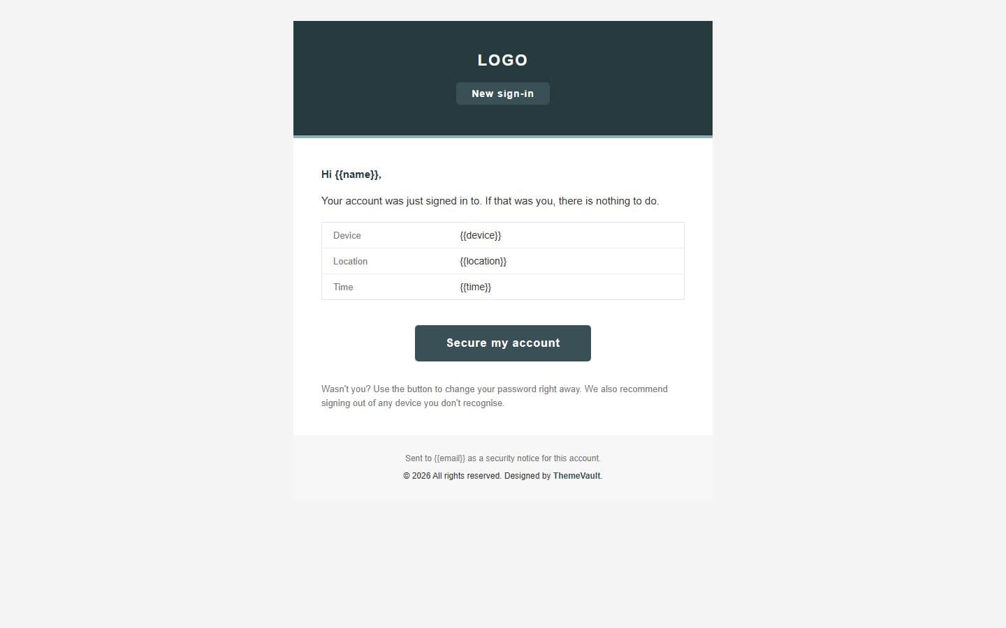 Classic Login Email: signin alert page