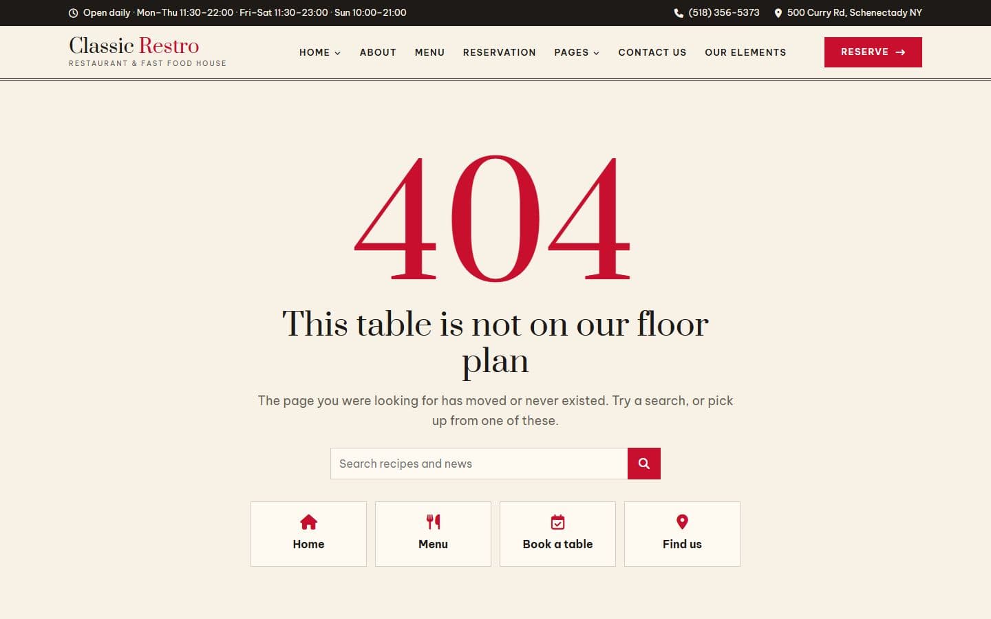 ClassicRestro 404 page
