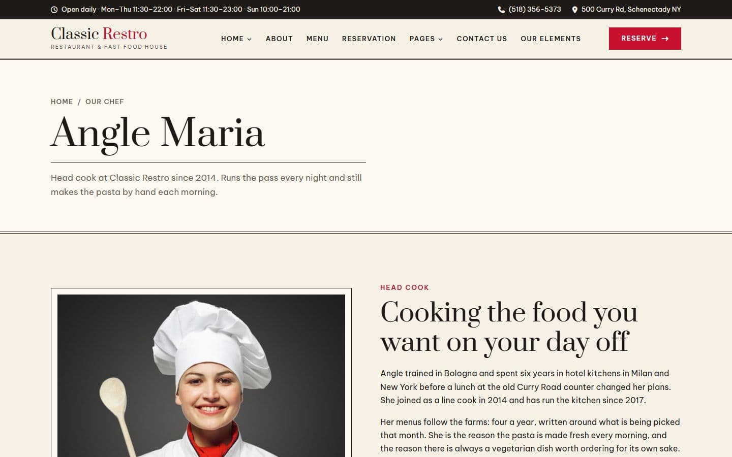 ClassicRestro Chef page