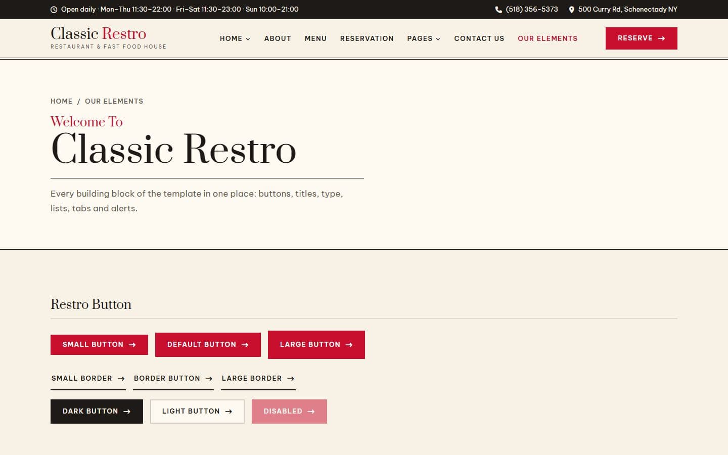 ClassicRestro Elements page