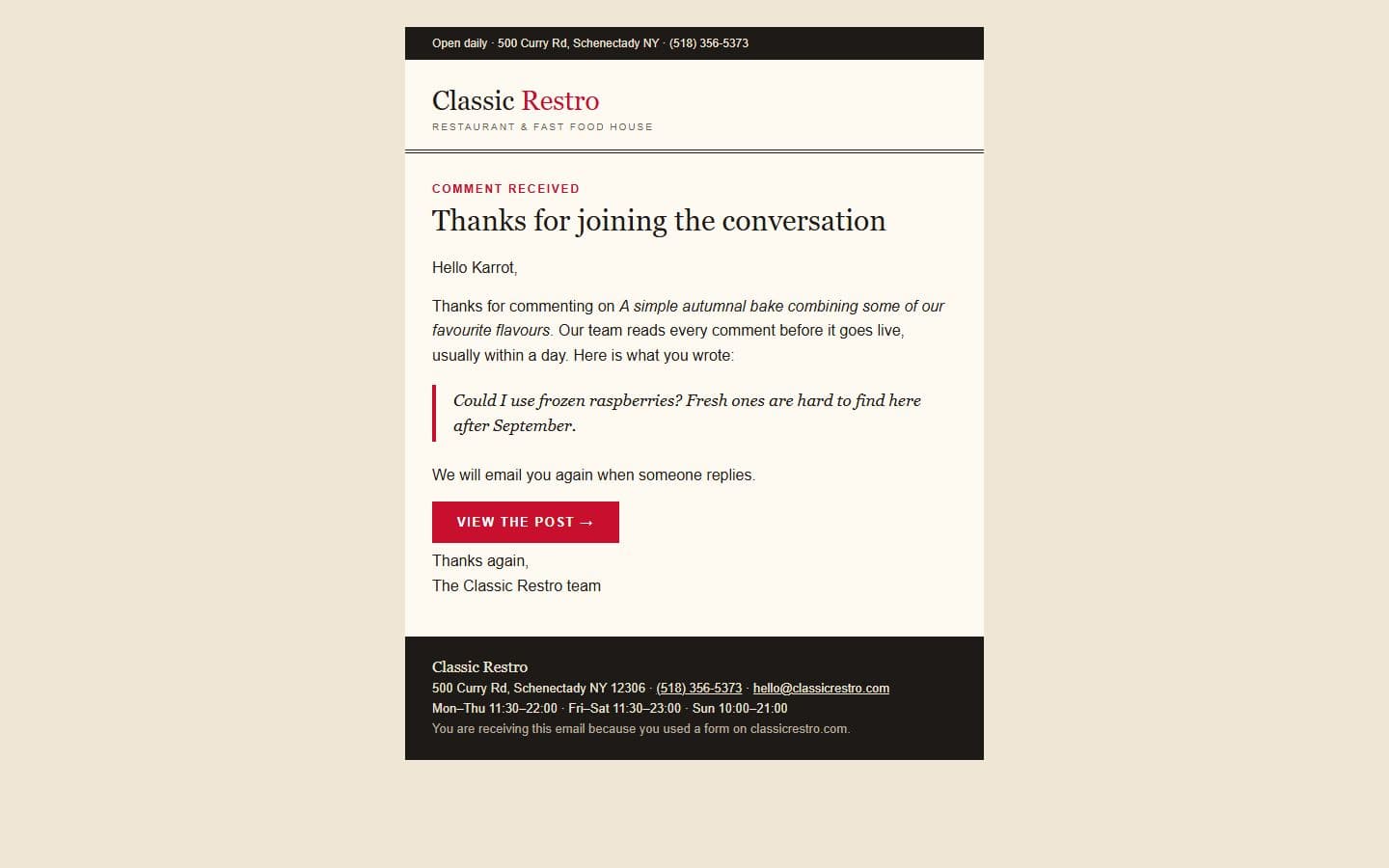 ClassicRestro Email: comment page