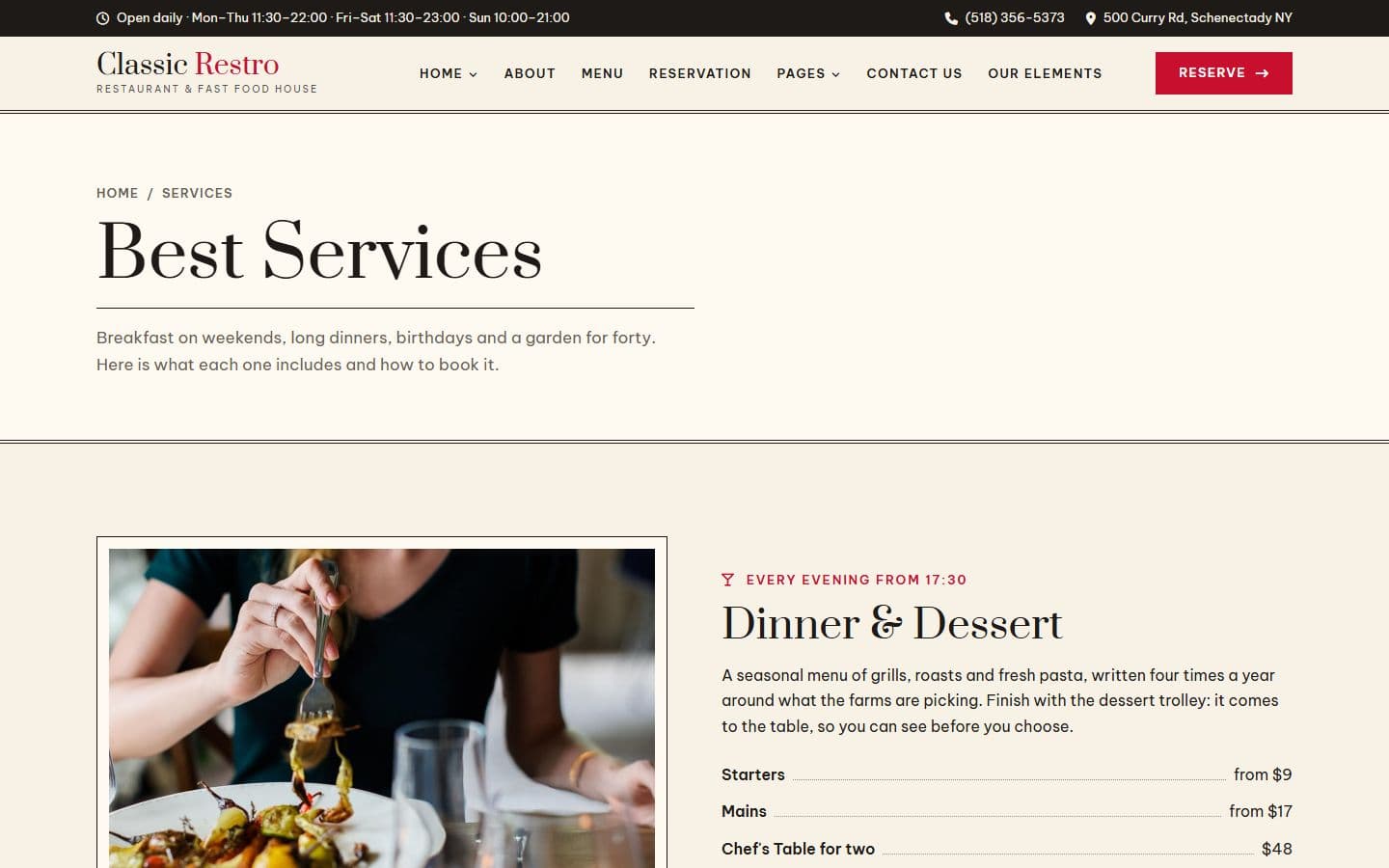 ClassicRestro Services page