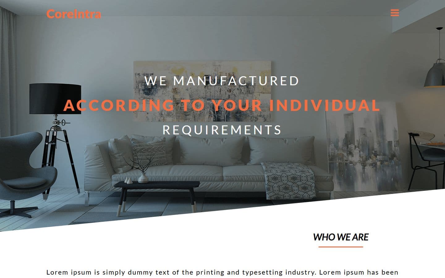 Coreintra – Responsive Template For Interior Furniture Business home page