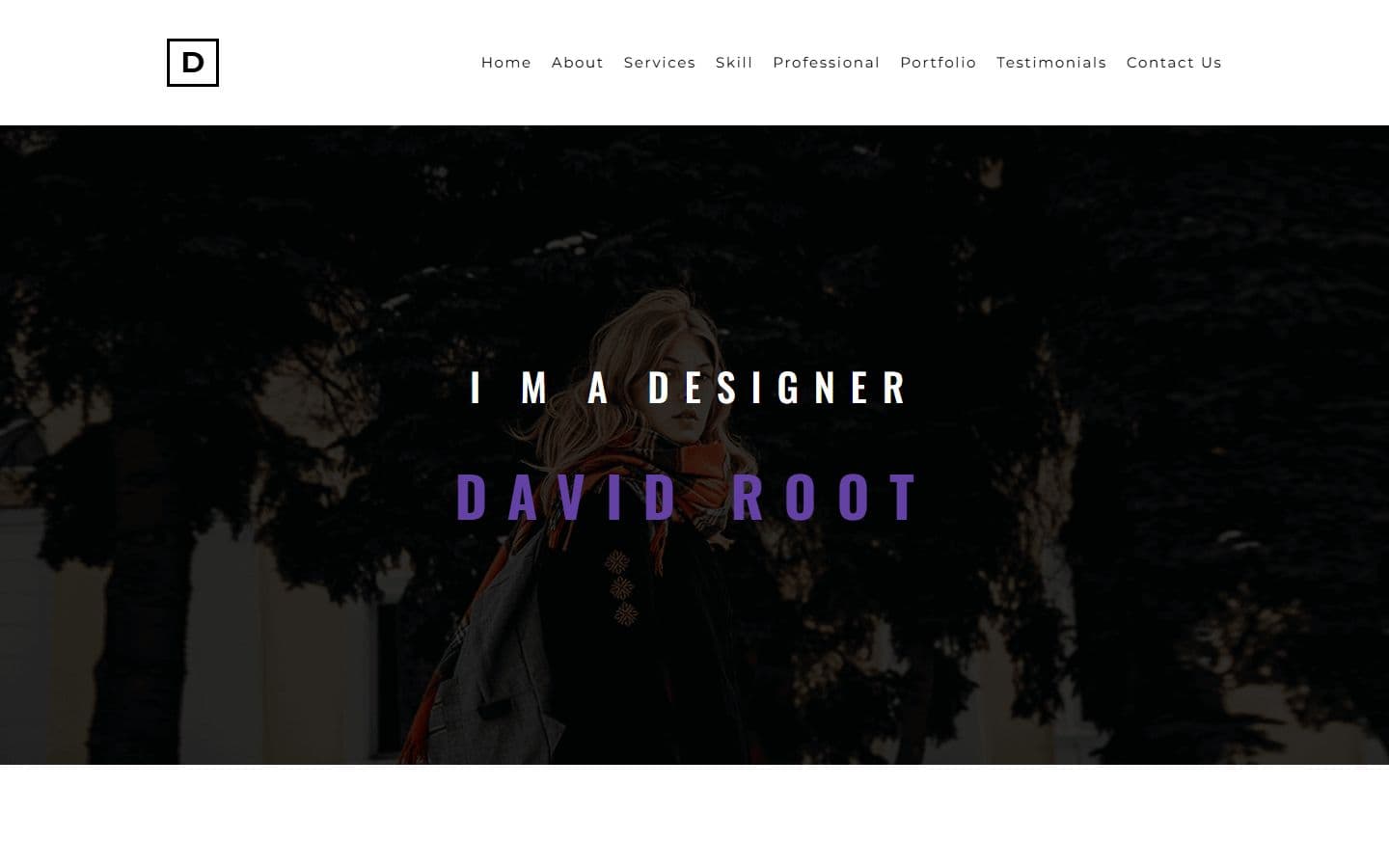 David-Root – Free Web Designer Portfolio Website Template home page