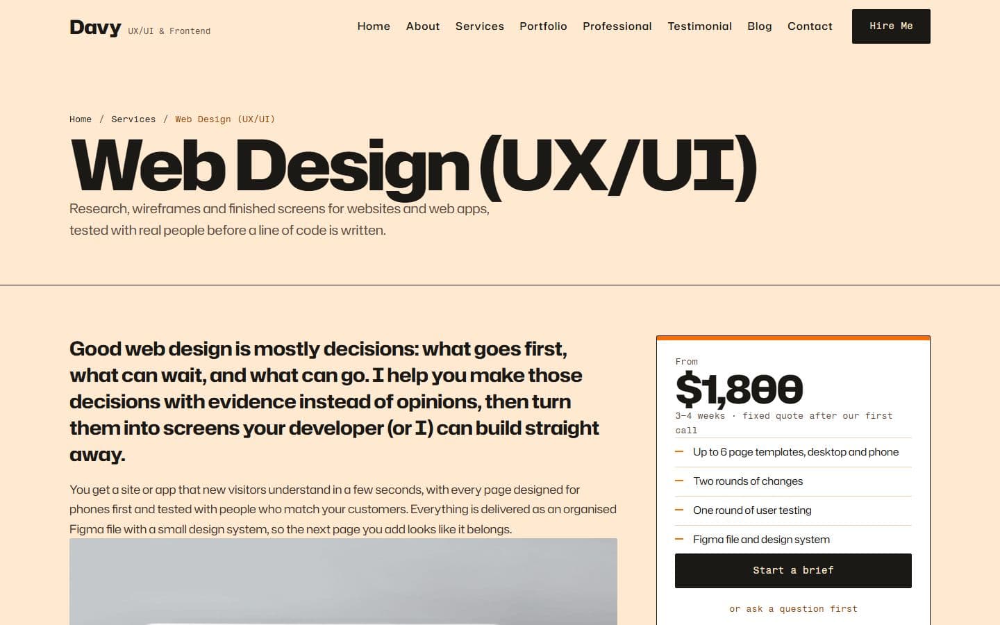 Davy-Del Service details page