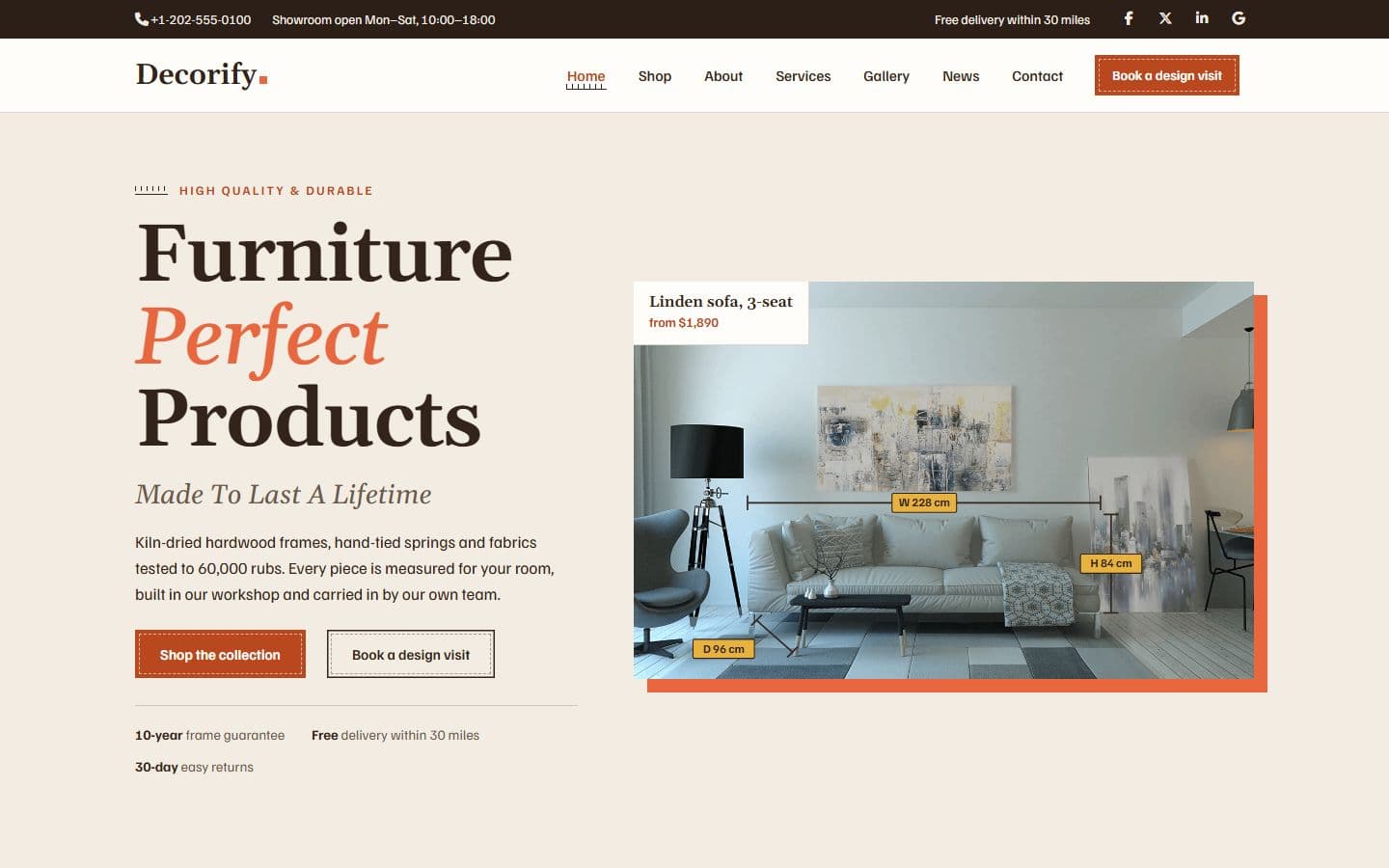 Decorify - HTML5 Furniture Store Website Template home page