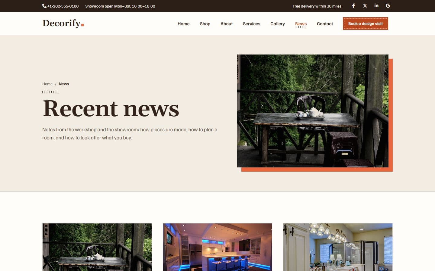 Decorify News page