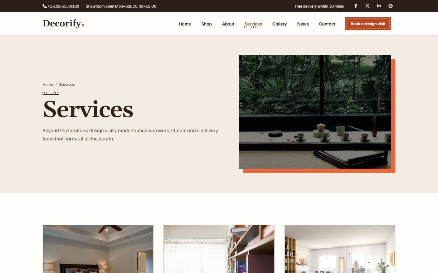 Decorify Service page