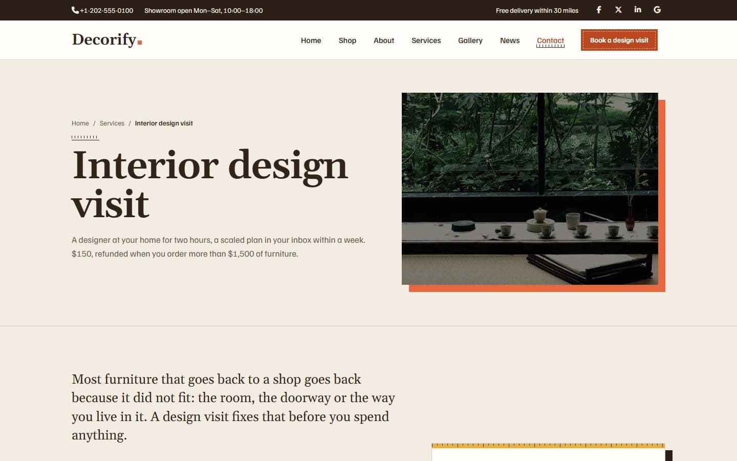Decorify Service detail page