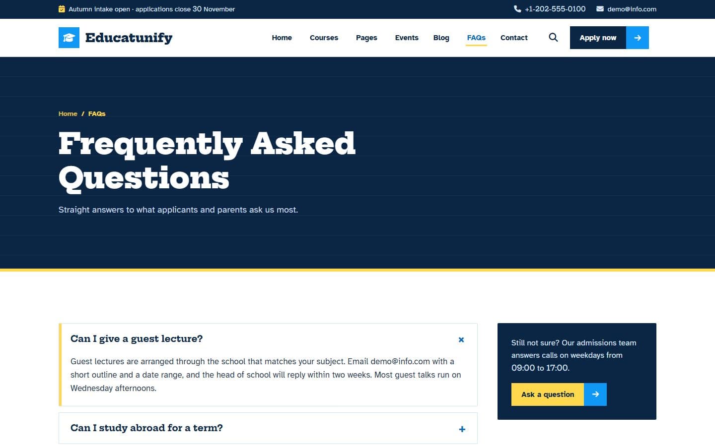 Educatunify Faq page