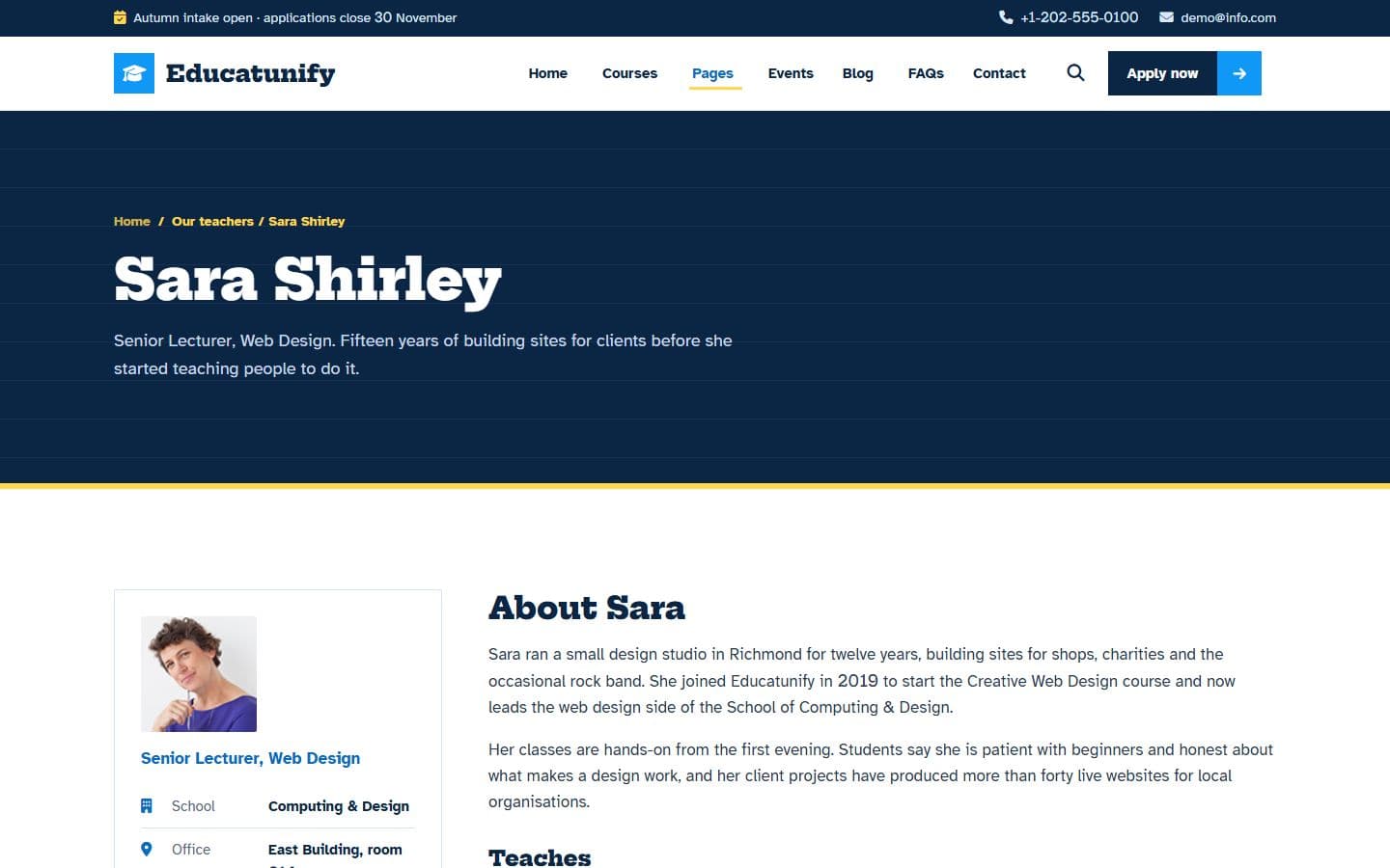 Educatunify Teacher profile page