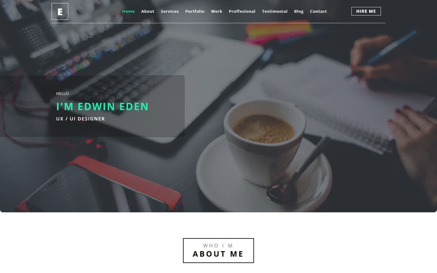 Edwin-Eden – Responsive UX Designer Portfolio Template HTML5 home page
