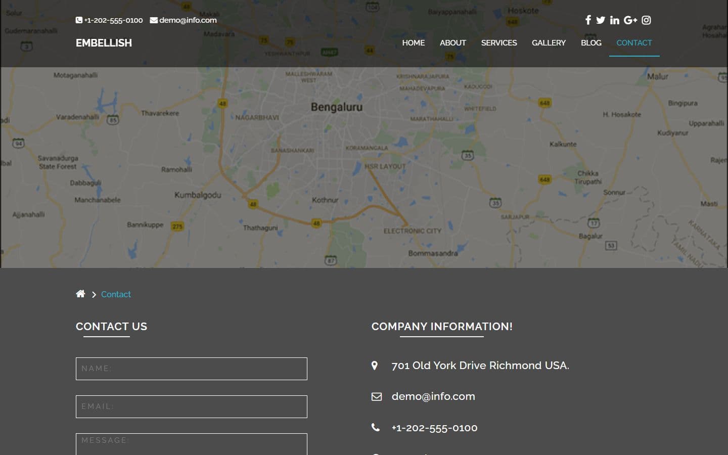Embellish Contact page