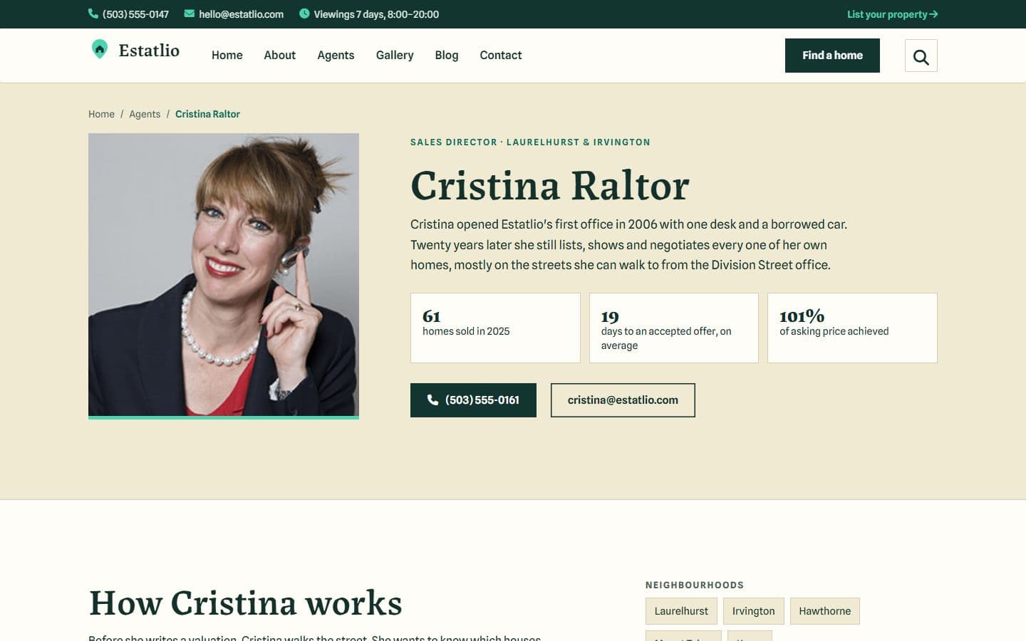 Estatlio Agent page